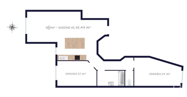 Afficher la photo en grand Appartement F3 à vendre - 3 pièces - 68.0 m2 - PARIS - 75019 - ILE-DE-FRANCE - Century 21 Bolivar Jourdain