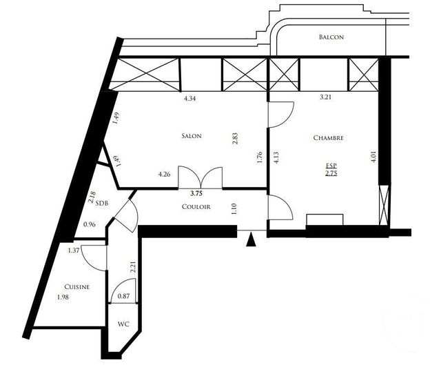 Afficher la photo en grand Appartement F2 à vendre - 2 pièces - 42.59 m2 - LES LILAS - 93 - ILE-DE-FRANCE - Century 21 Bolivar Jourdain