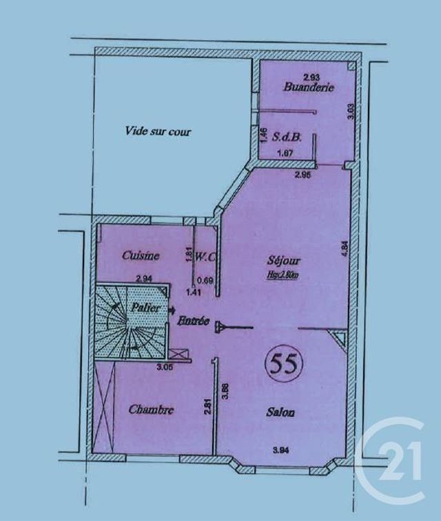 Appartement F3 à vendre - 3 pièces - 62.59 m2 - PARIS - 75019 - ILE-DE-FRANCE - Century 21 Bolivar Jourdain